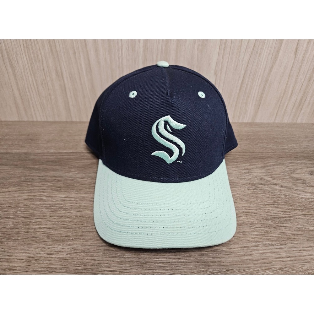 Seattle Kraken NHL Hat ICE32 Navy Blue Seafoam Green Embroidered Baseball Cap